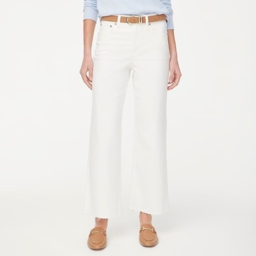 NWT!! J. CREW Factory Wide-Leg Cropped Jeans All-Day Stretch Solid White Size 32